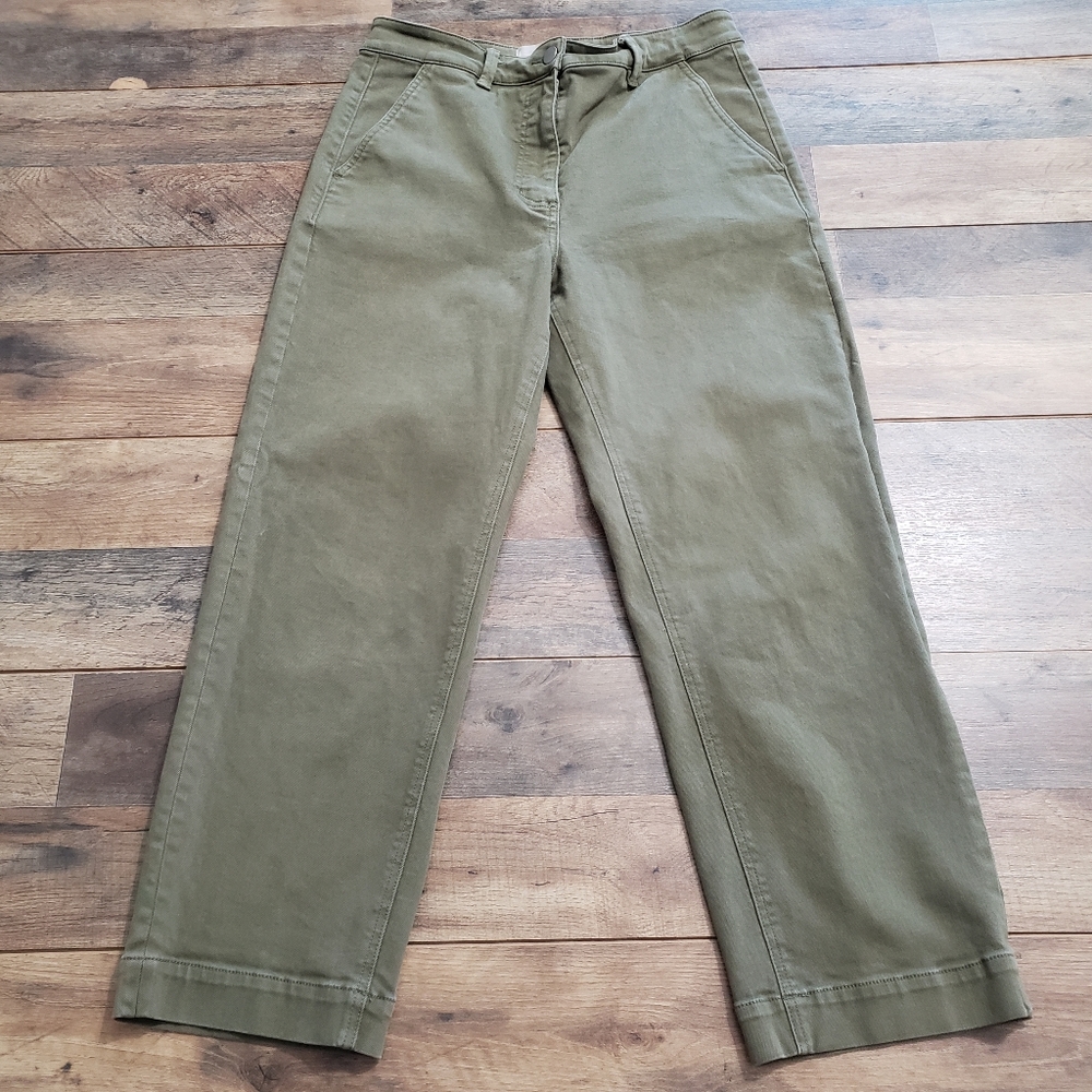 Everlane Cropped Straight High Rise Green Capri Denim Stretch Jeans 12
